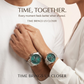 Abrexo Couple Watch Set – Emerald Green Dial & Stainless Steel Edition
