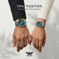 Abrexo Couple Watch Set – Emerald Green Dial & Stainless Steel Edition