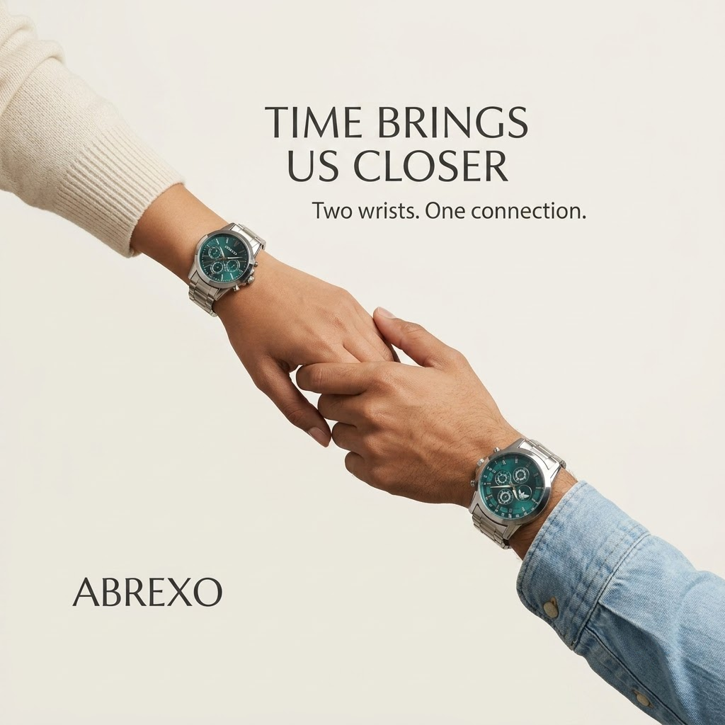 Abrexo Couple Watch Set – Emerald Green Dial & Stainless Steel Edition