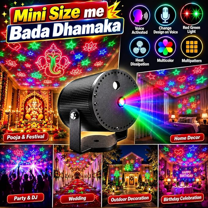 32-in-1 Laser Light Powerful Decoration Light Machine with Stand