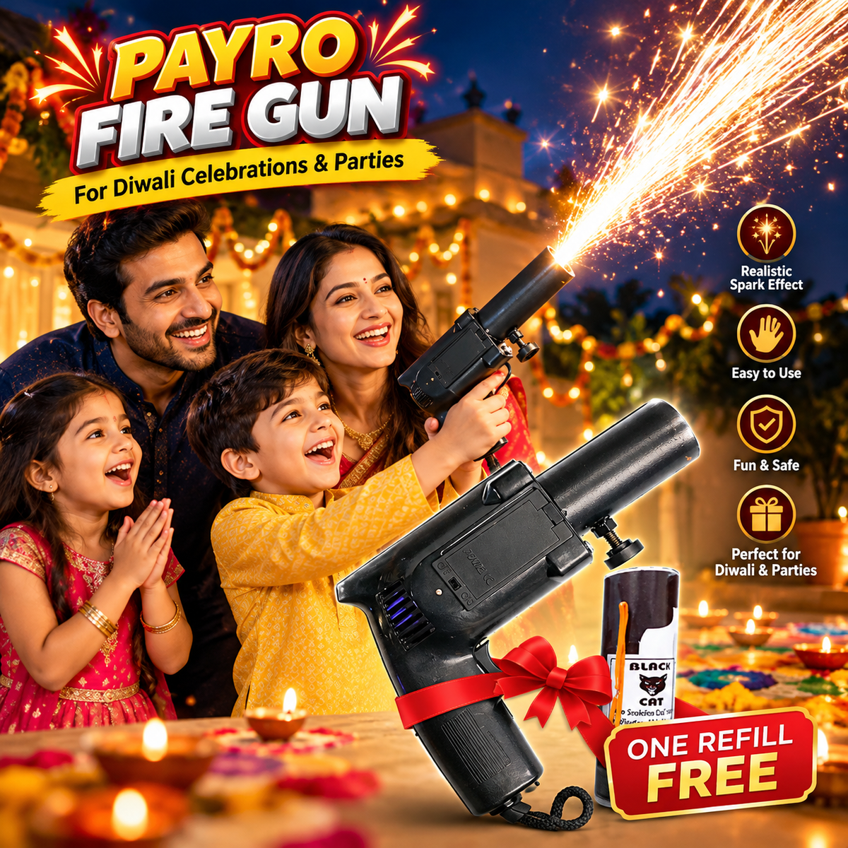 Payro Fire Gun With One Refill Free For Diwali Celebrations & Parties