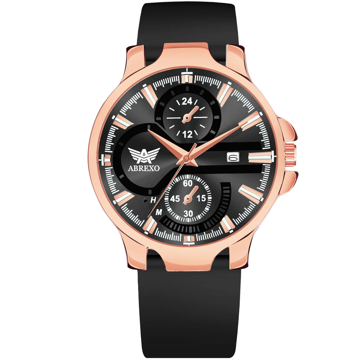 ABREXO, ALPHA Series Analog Watch For Men (Quartz, Silicone, Rosegold)AB20