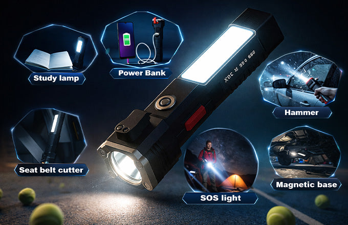7-in-1 Emergency Multi-Tool Hammer with Built-In LED Torch