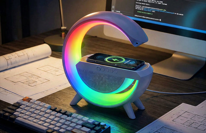 G-Shape Bluetooth Speaker Lamp with Wireless Charger - image 2