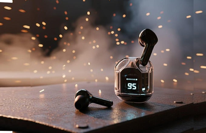 Transparent Ultrapods Max TWS Earbuds with LED Display Case