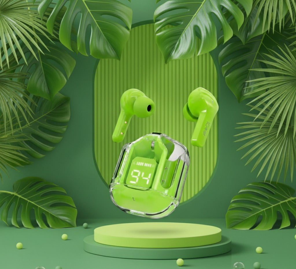 Transparent Ultrapods Max TWS Earbuds with LED Display Case