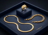 Men's Luxury Gold Trio Set-Chain-Bracelet-Ring-UP