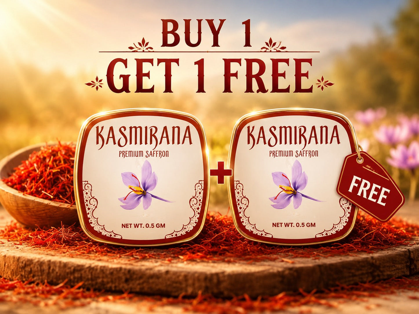 Buy1 Get1 Pure Kashmiri Saffron (Kesar)(0.5 gm each)