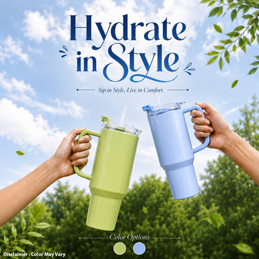 Premium Large Capacity Tumbler with Straw & Handle