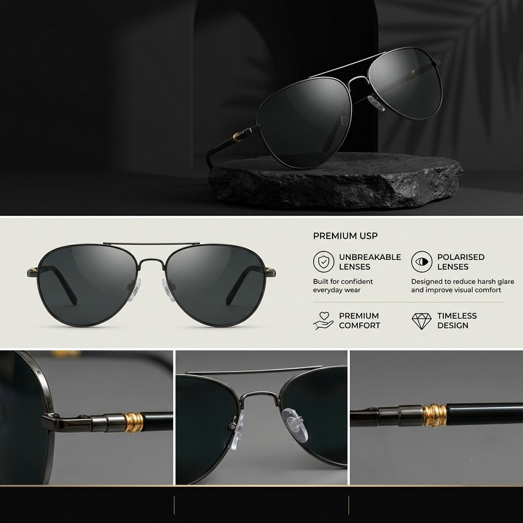 Premium Polarized Aviator Sunglass for Men -D11VC