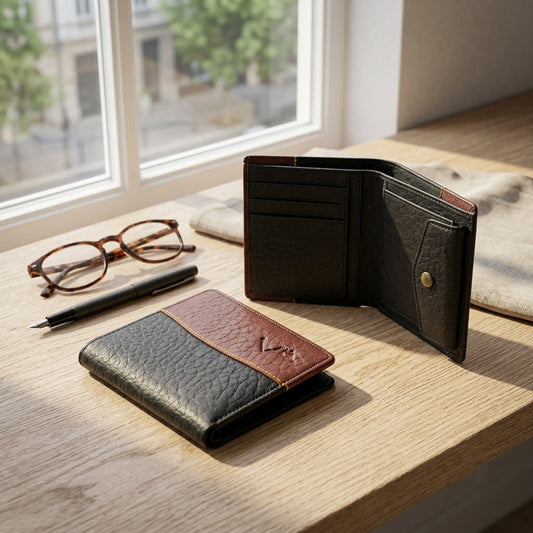 LuxeCraft Two Tone Leather Wallet- MK