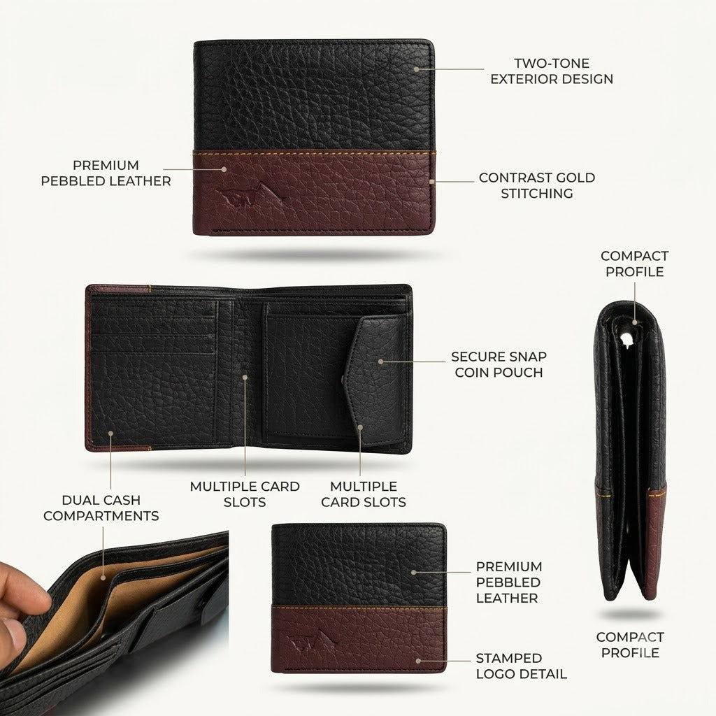 LuxeCraft Two Tone Leather Wallet- MK