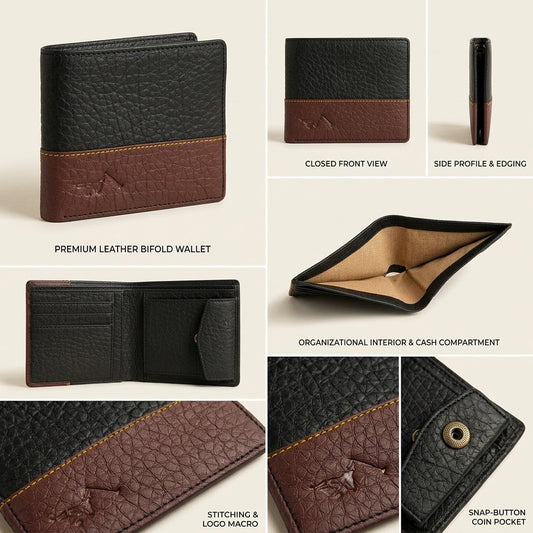 LuxeCraft Two Tone Leather Wallet- MK