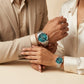 Abrexo Couple Watch Set – Emerald Green Dial & Stainless Steel Edition