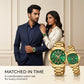 Luxury Green Dial Gold-Tone Stainless Steel Chrono Style Watch