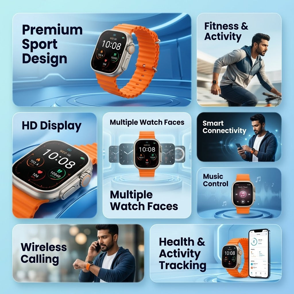 Ultra Active Smartwatch with Orange Sport Band - BMS