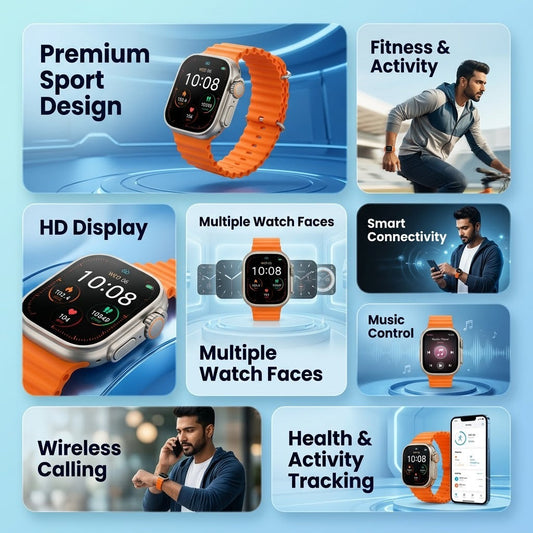 Ultra Active Smartwatch with Orange Sport Band - BMS