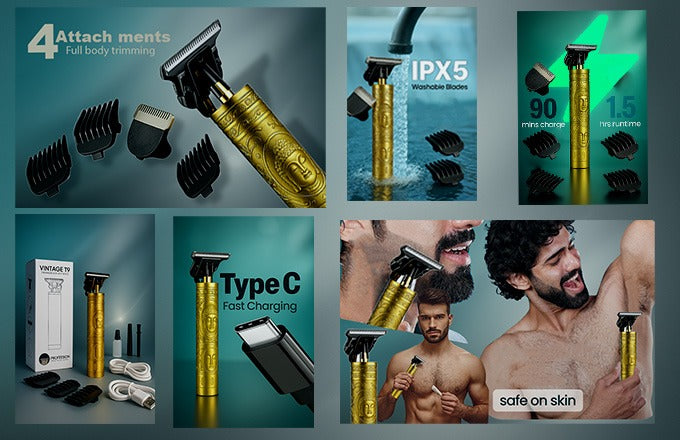 Unisex Precision Hair Trimmer with Adjustable Close-Cut Blades