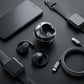 CTRL8 T2 over-the-ear earbuds with UNBLOQ technology and compact charging case in black