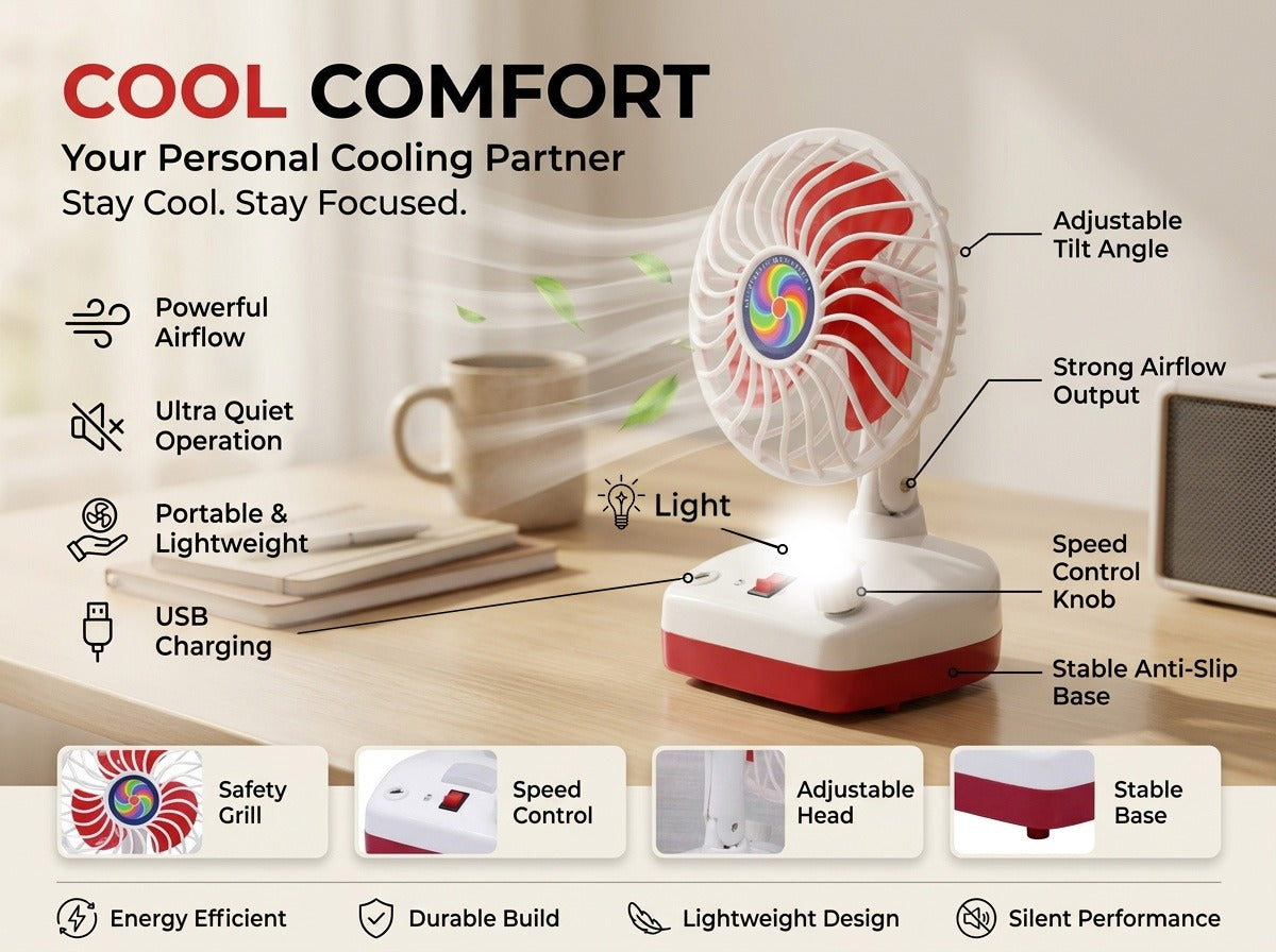 Rechargeable High-Speed Fan with Emergency Light-GO - image 2