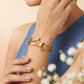 Butterfly Leaf Design Gold-Tone Cuff Bracelet