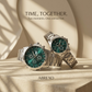 Abrexo Couple Watch Set – Emerald Green Dial & Stainless Steel Edition